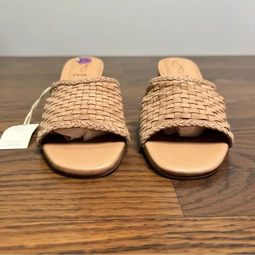 Joie woven tan block heel sandals made of genuine leather size 8.5